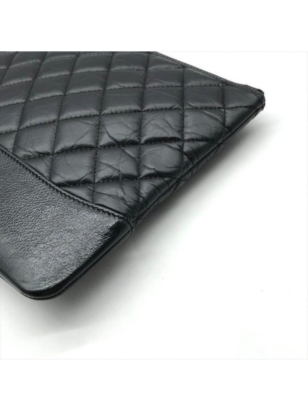 Chanel CC Logo Quilted Gabriel Lambskin Hand Clutch Black - Picture 6 of 10